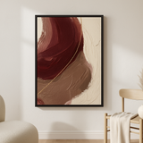 Bronze Horizon van Wandkraft op canvas in zwarte baklijst, in een licht Scandinavisch interieur.