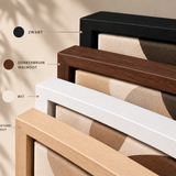 Birds of Dusk — baklijsten voor canvas in zwart, donkerbruin walnoot, wit en naturel hout