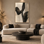 Charcoal Gesture sfeerbeeld met baklijst in naturel hout in een woonkamer