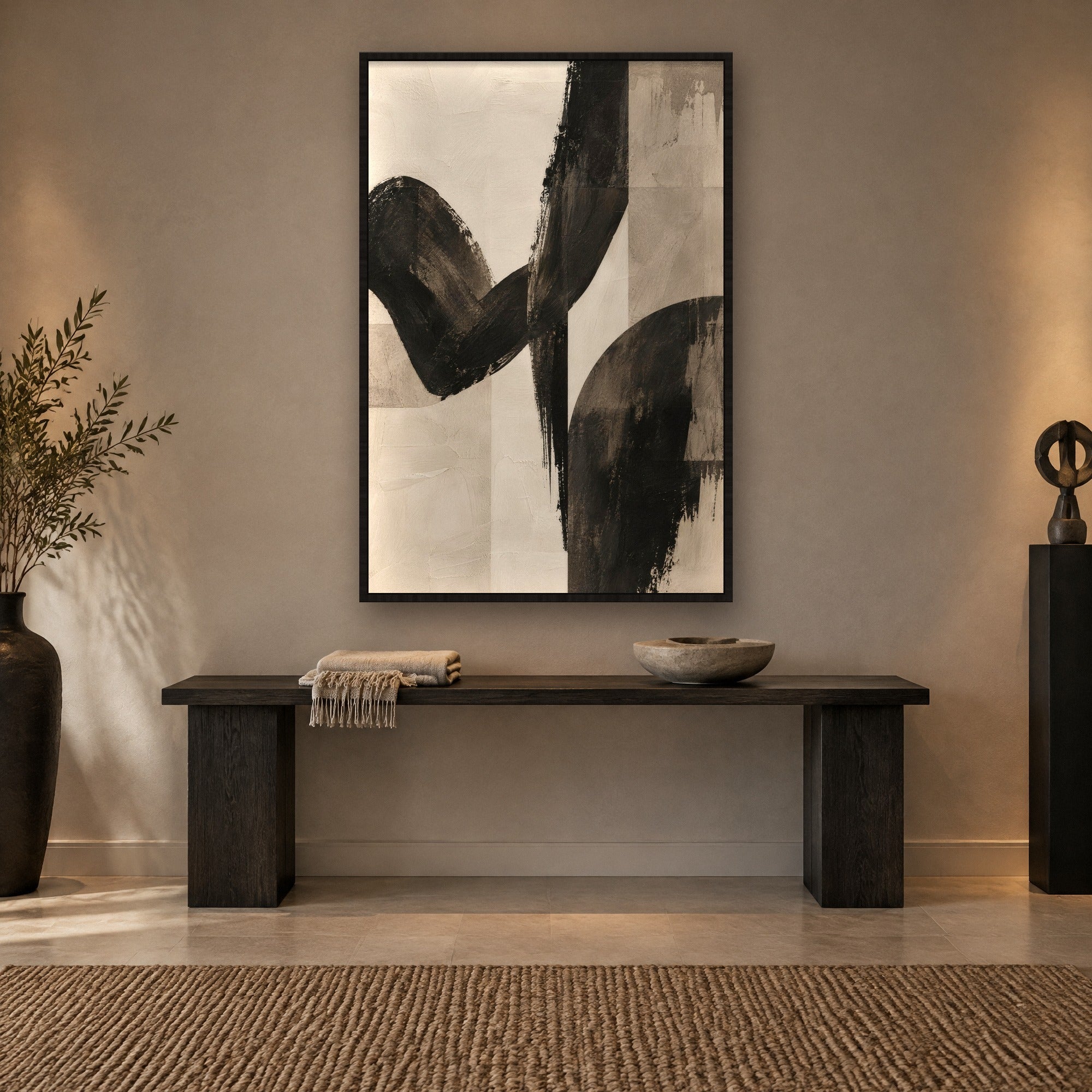 Charcoal Gesture sfeerbeeld met zwarte baklijst in een hal