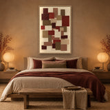 Cinnamon Quilt sfeerbeeld met baklijst in naturel hout in een slaapkamer in japandi-stijl