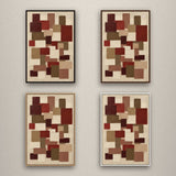 Cinnamon Quilt in vier baklijsten naast elkaar: zwart, kastanje, naturel en wit