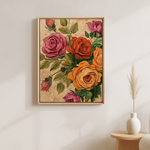 Clay Bloom van Wandkraft op canvas in blanke baklijst, in een licht Scandinavisch interieur.