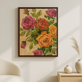 Clay Bloom van Wandkraft op canvas in wenge baklijst, in een licht Scandinavisch interieur.
