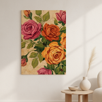 Clay Bloom van Wandkraft op canvas zonder lijst, vlak aan de muur, in een licht Scandinavisch interieur.
