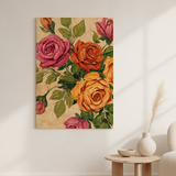 Clay Bloom van Wandkraft op canvas zonder lijst, vlak aan de muur, in een licht Scandinavisch interieur.