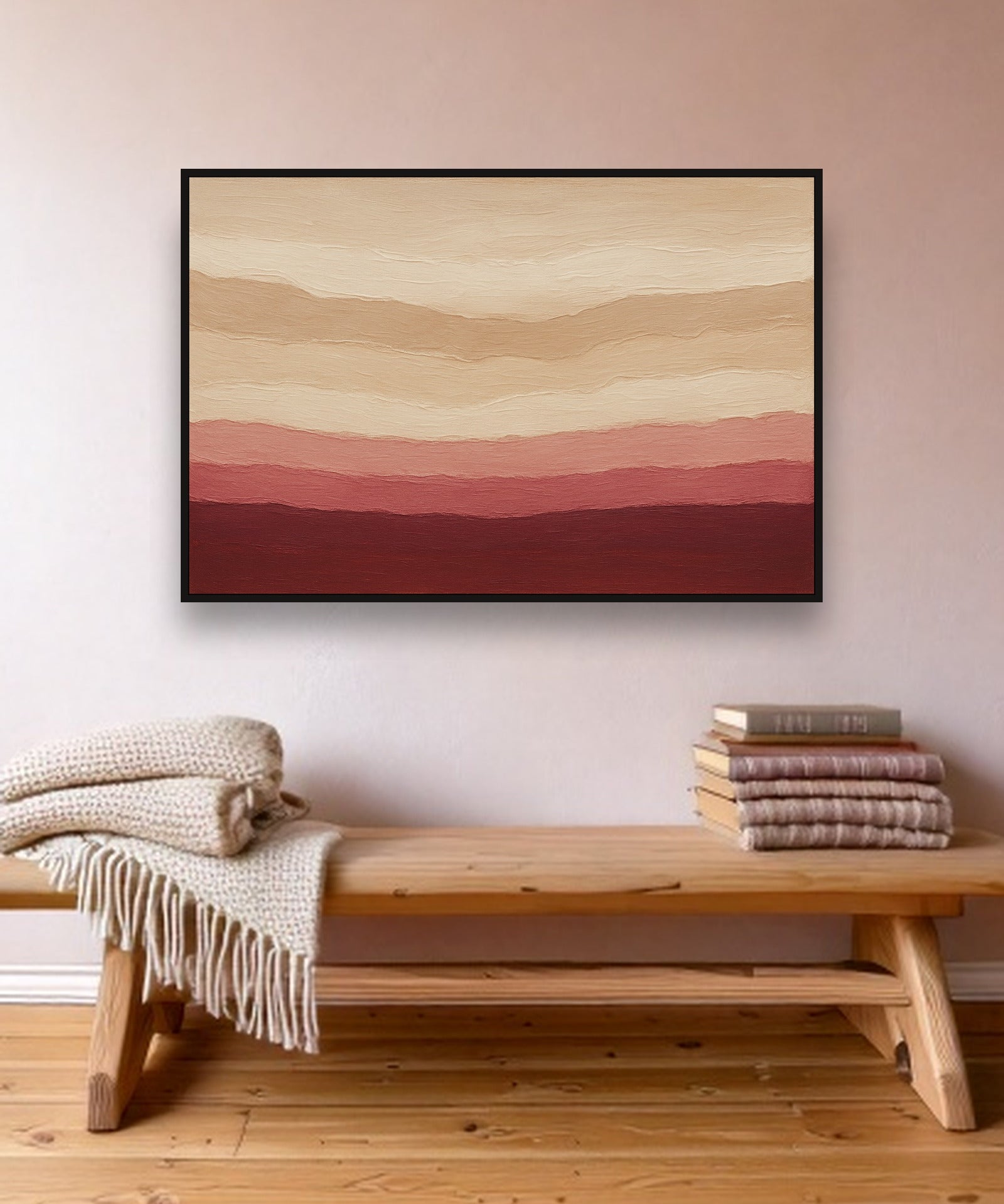 Clay Horizon ambiance avec cadre caisse noir dans un intérieur scandinave