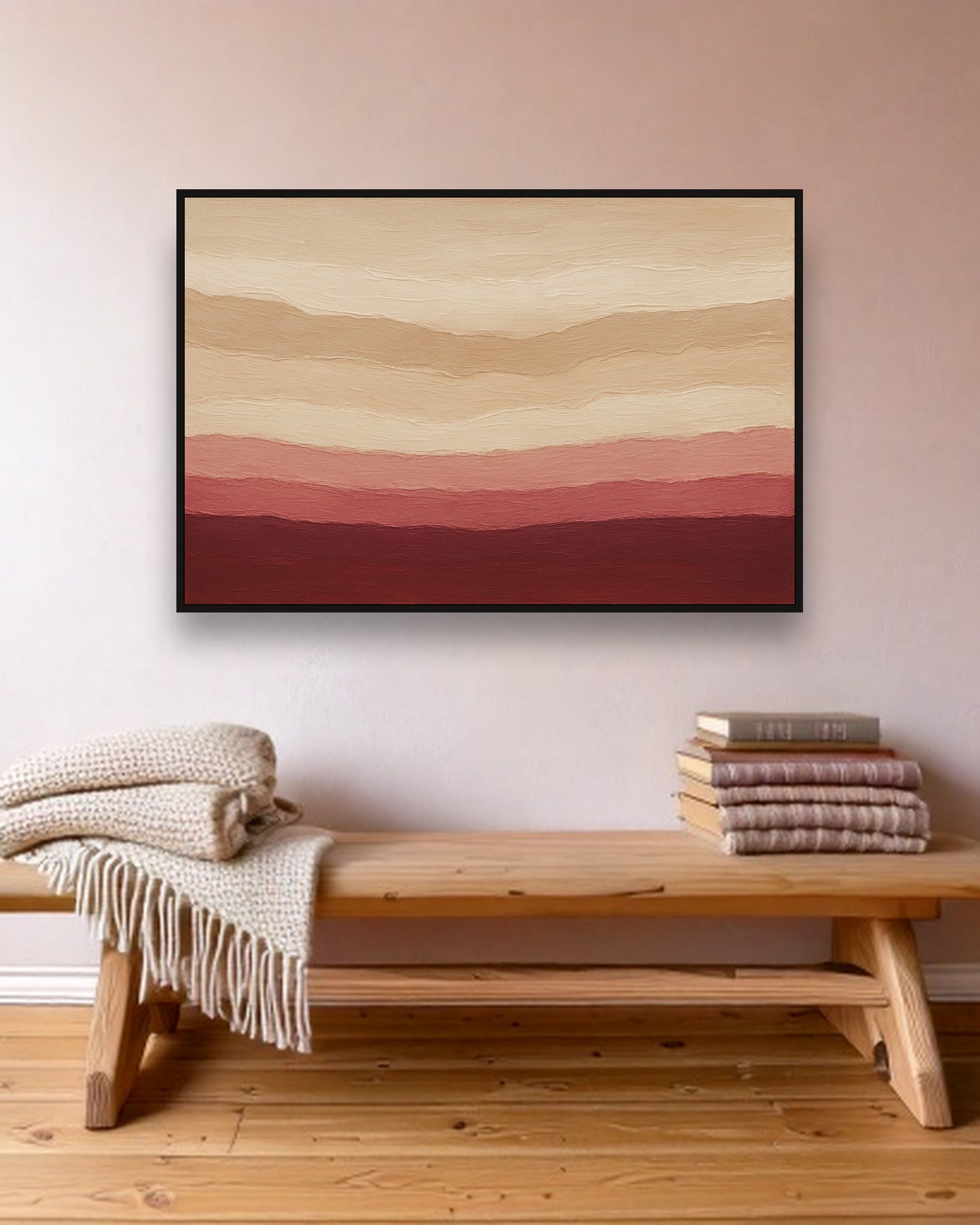 Clay Horizon ambiance avec cadre caisse noir dans un intérieur scandinave