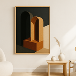 Concrete Hours van Wandkraft op akoestisch vilt in blanke baklijst, in een licht Scandinavisch interieur.