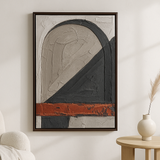 Concrete Hours van Wandkraft op akoestisch vilt in wenge baklijst, in een licht Scandinavisch interieur.