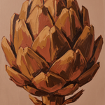 Copper Crown - artisjok stilleven in koper en brons, Wandkraft