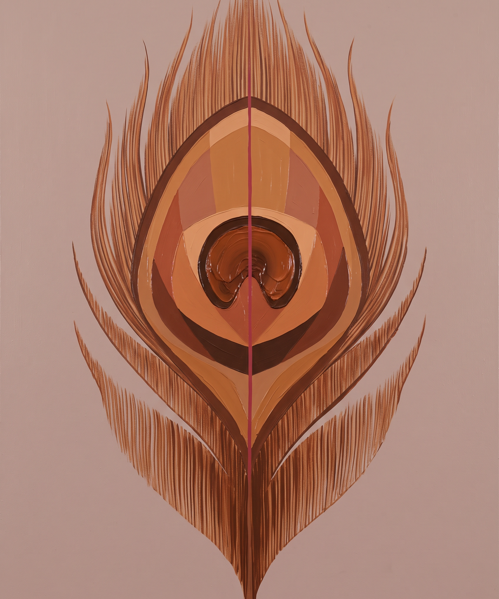 Copper Plume - pauwenveer in koperbruin, Wandkraft
