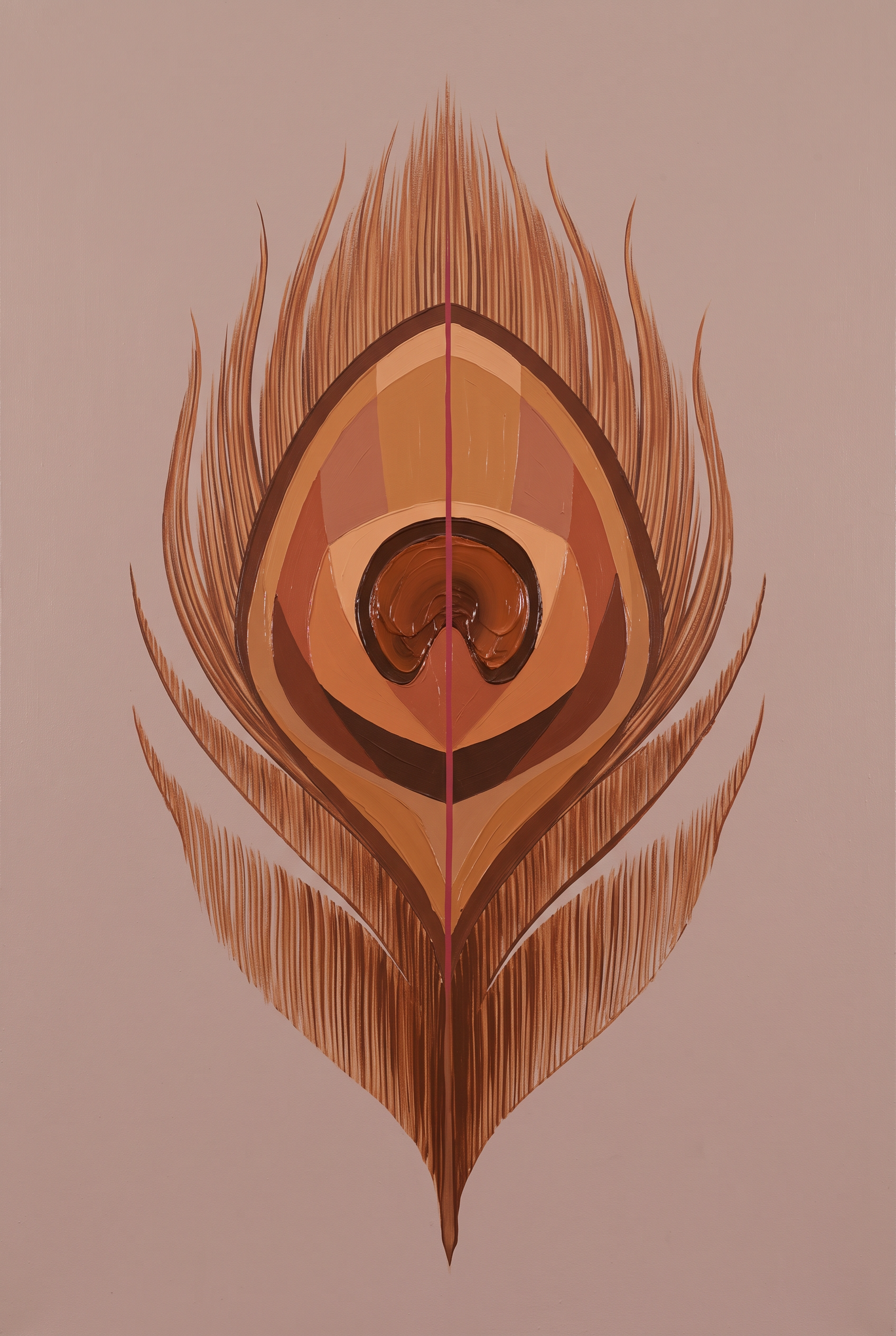 Copper Plume - pauwenveer in koperbruin, Wandkraft