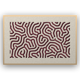 Panneau en feutre acoustique Coral Maze accroché en paysage, avec cadre caisse naturel, détouré