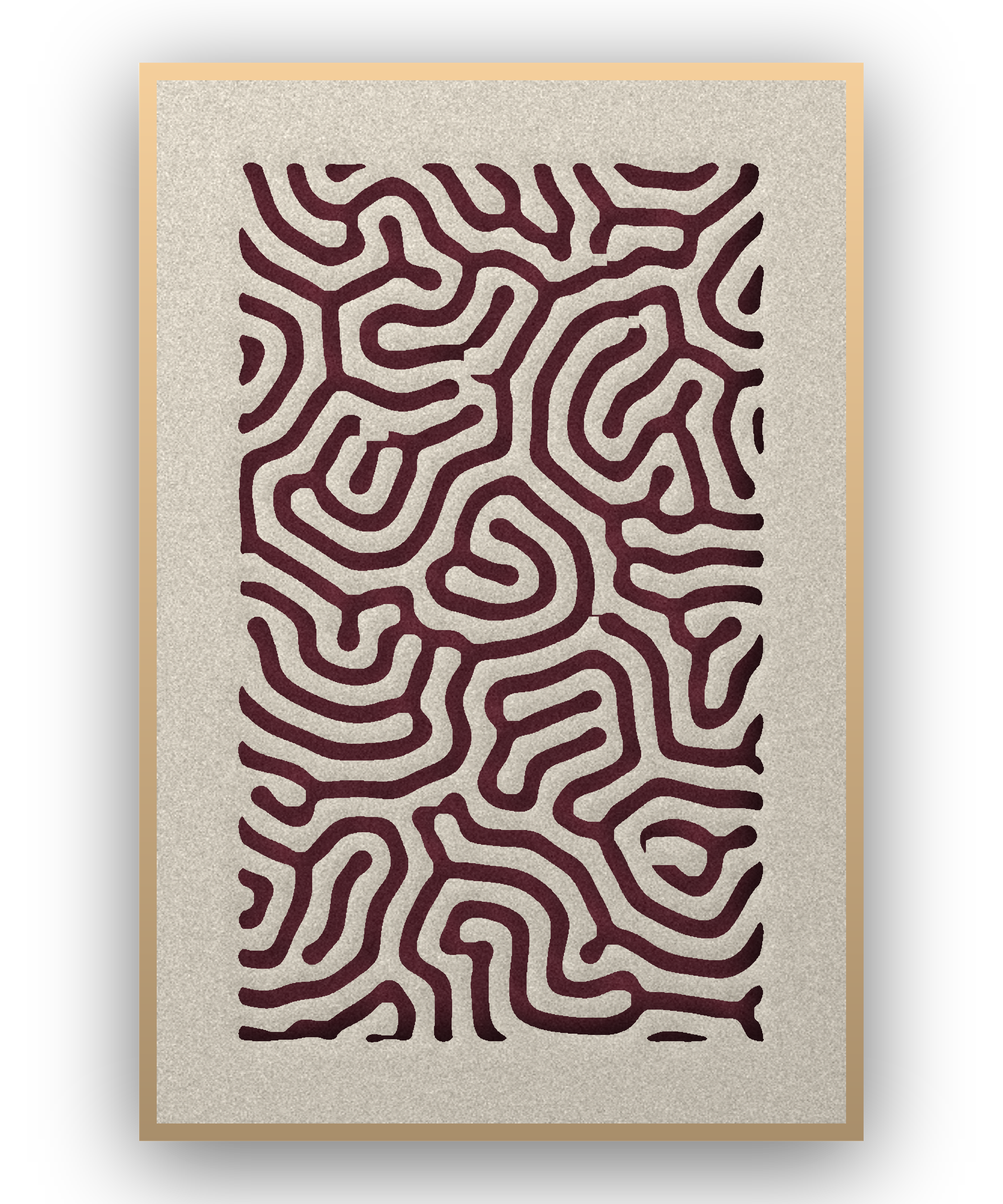 Coral Maze Akustikfilz-Paneel mit Schattenfugenrahmen in Natur, freigestellt