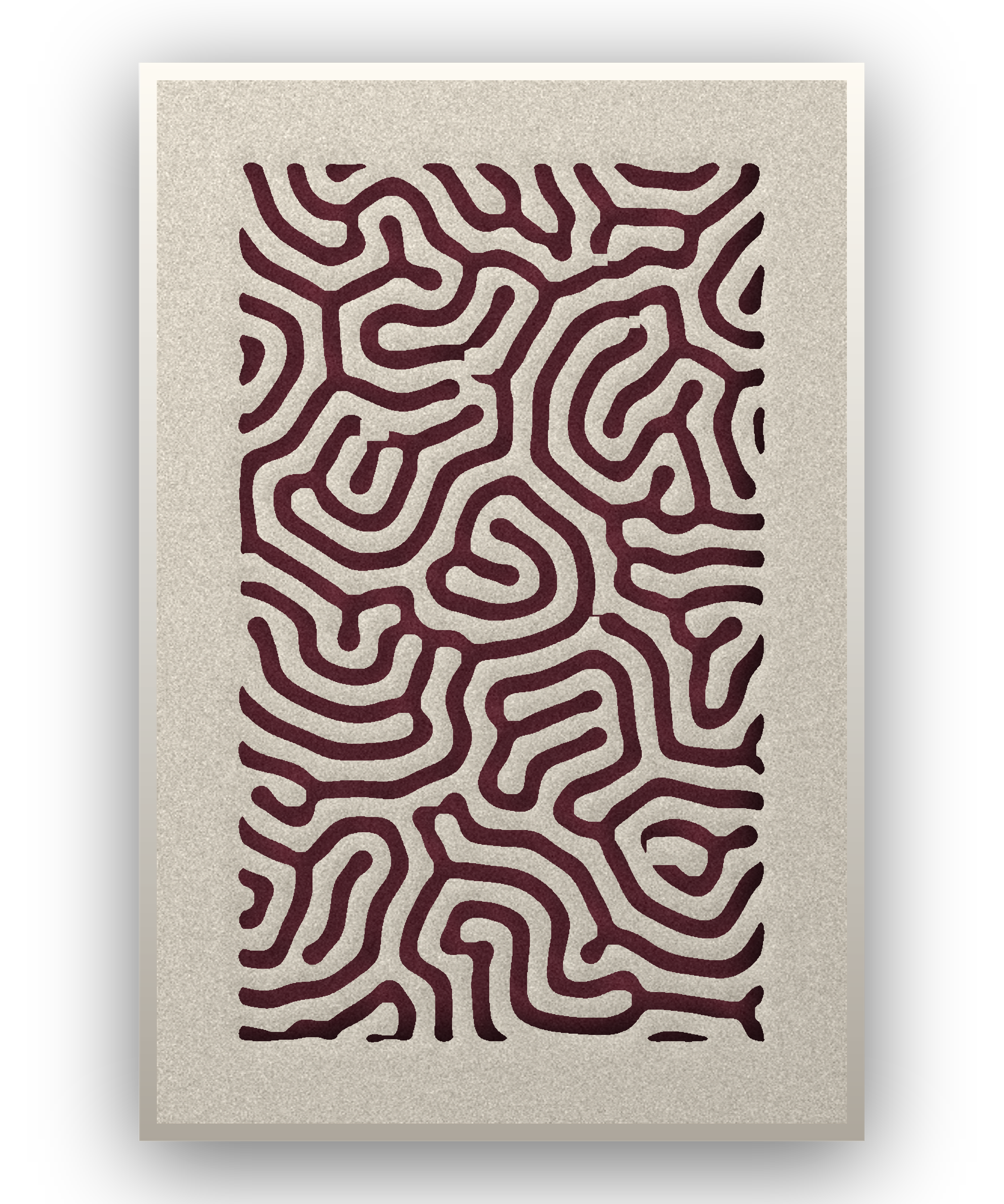 Coral Maze Akustikfilz-Paneel mit weißem Schattenfugenrahmen, freigestellt