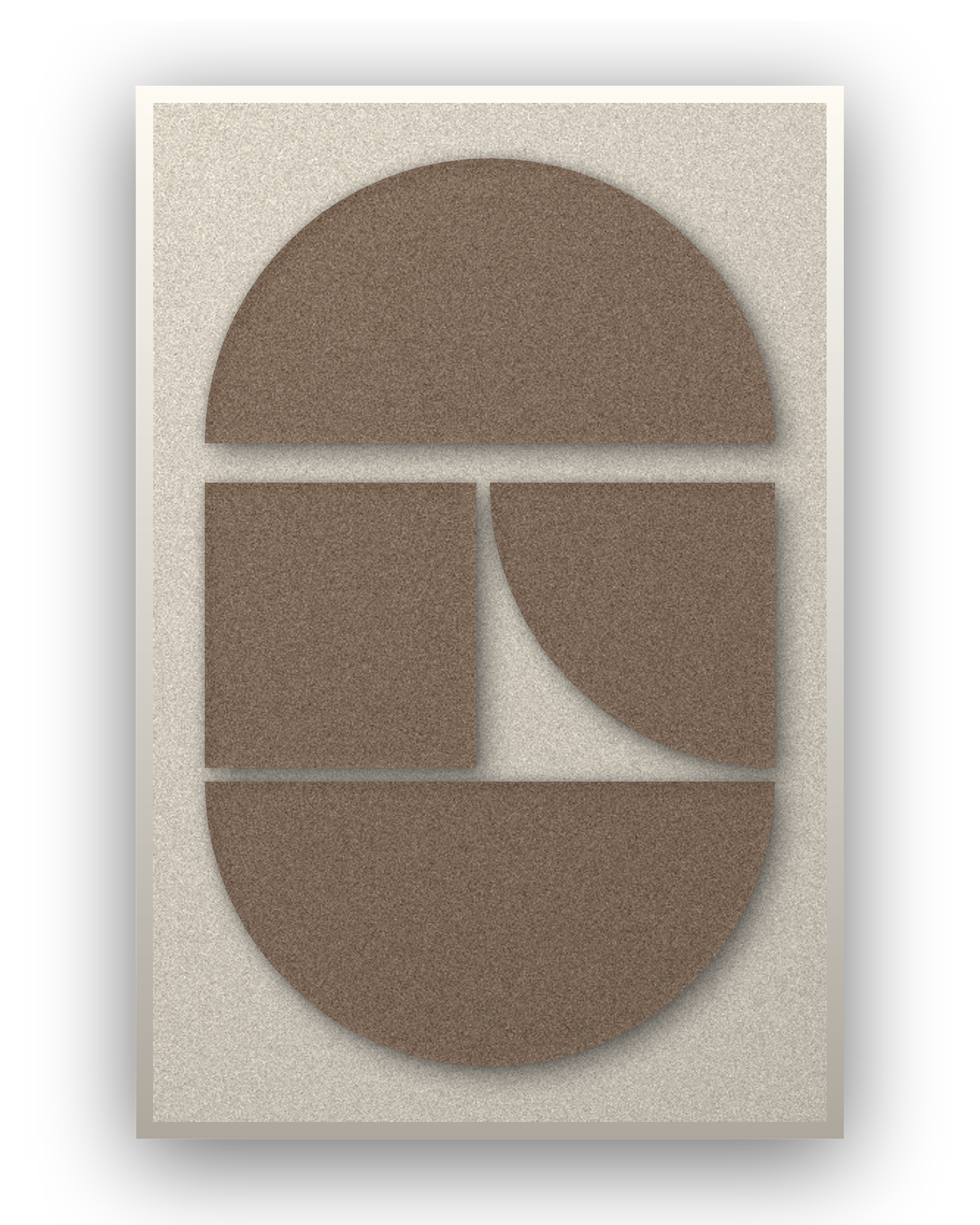 Panneau en feutre acoustique Counter Arch Cocoa avec cadre caisse blanc, détouré
