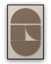 Panneau en feutre acoustique Counter Arch Cocoa avec éléments appliqués brun café sur ivoire, cadre caisse noir