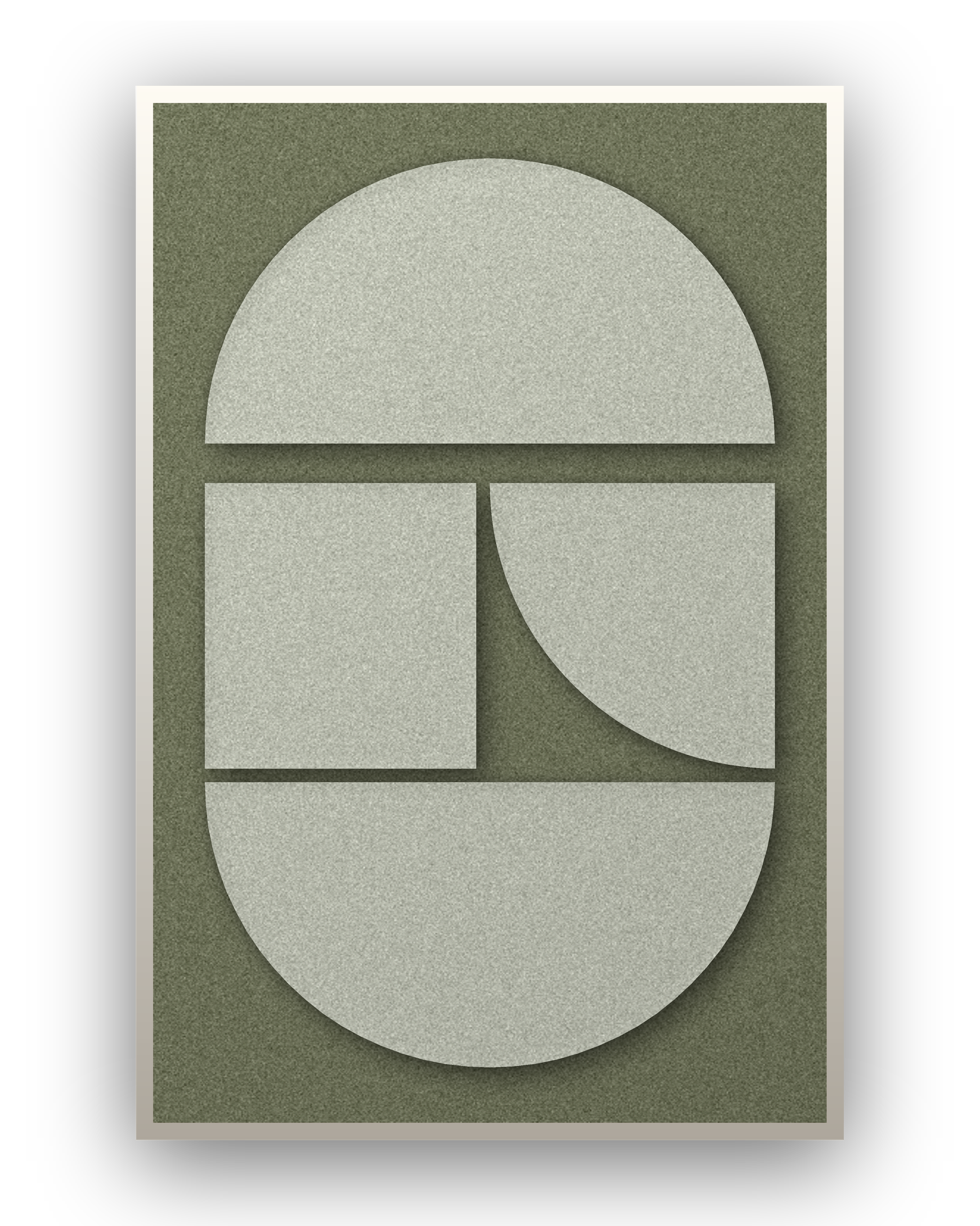 Panneau en feutre acoustique Counter Arch Fern avec cadre caisse blanc, détouré