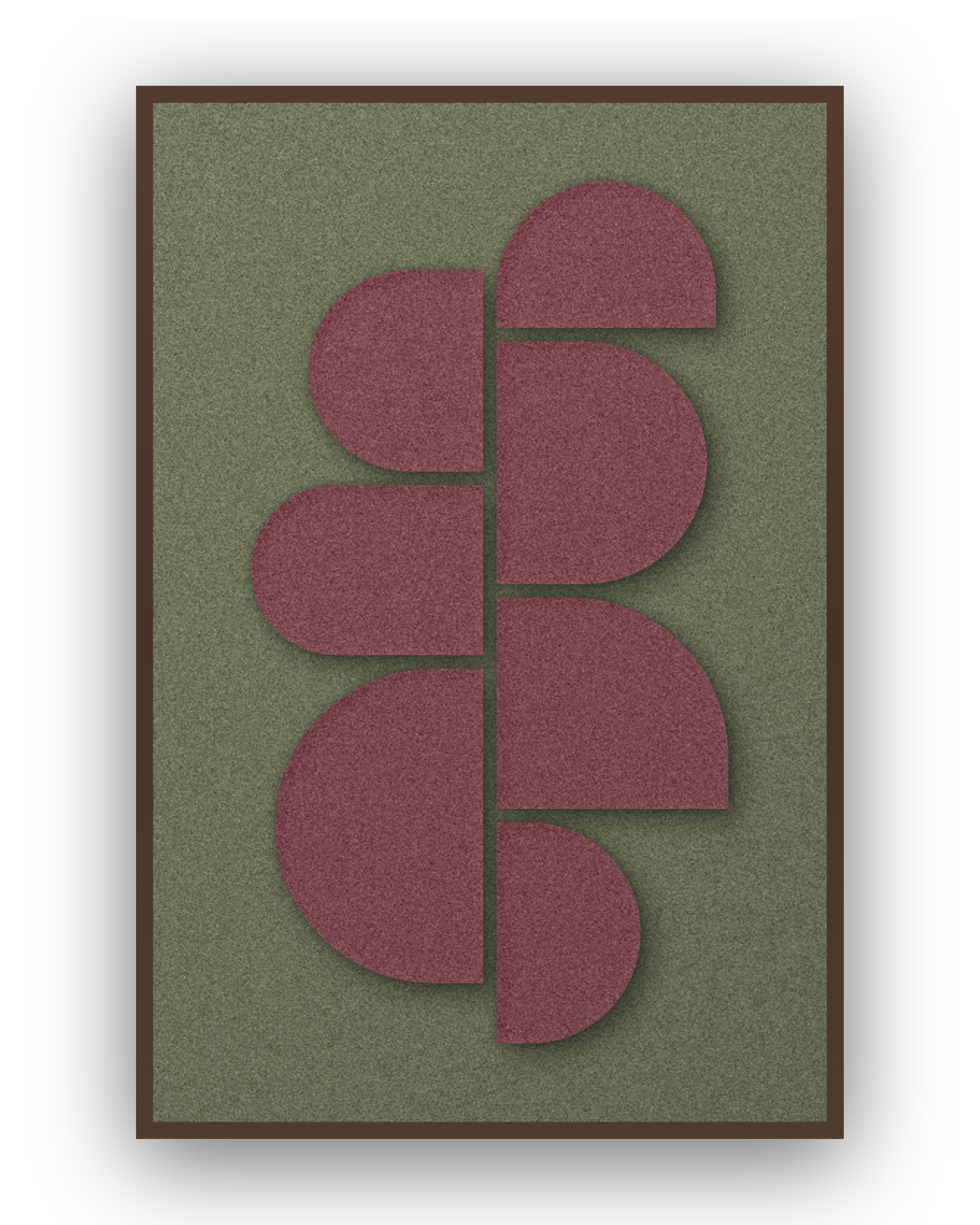 Crescent Column Berry akoestisch viltpaneel met kastanjebruine (wenge) baklijst, vrijstaand