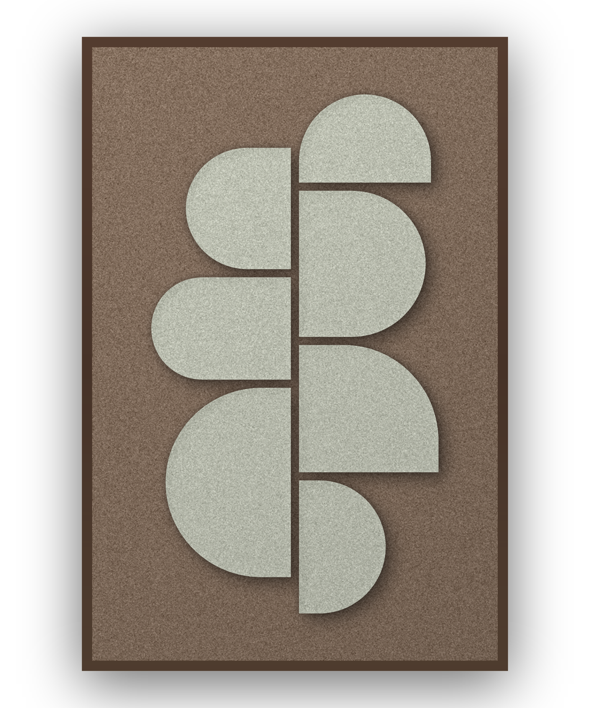 Crescent Column Mocha akoestisch viltpaneel met kastanjebruine (wenge) baklijst, vrijstaand