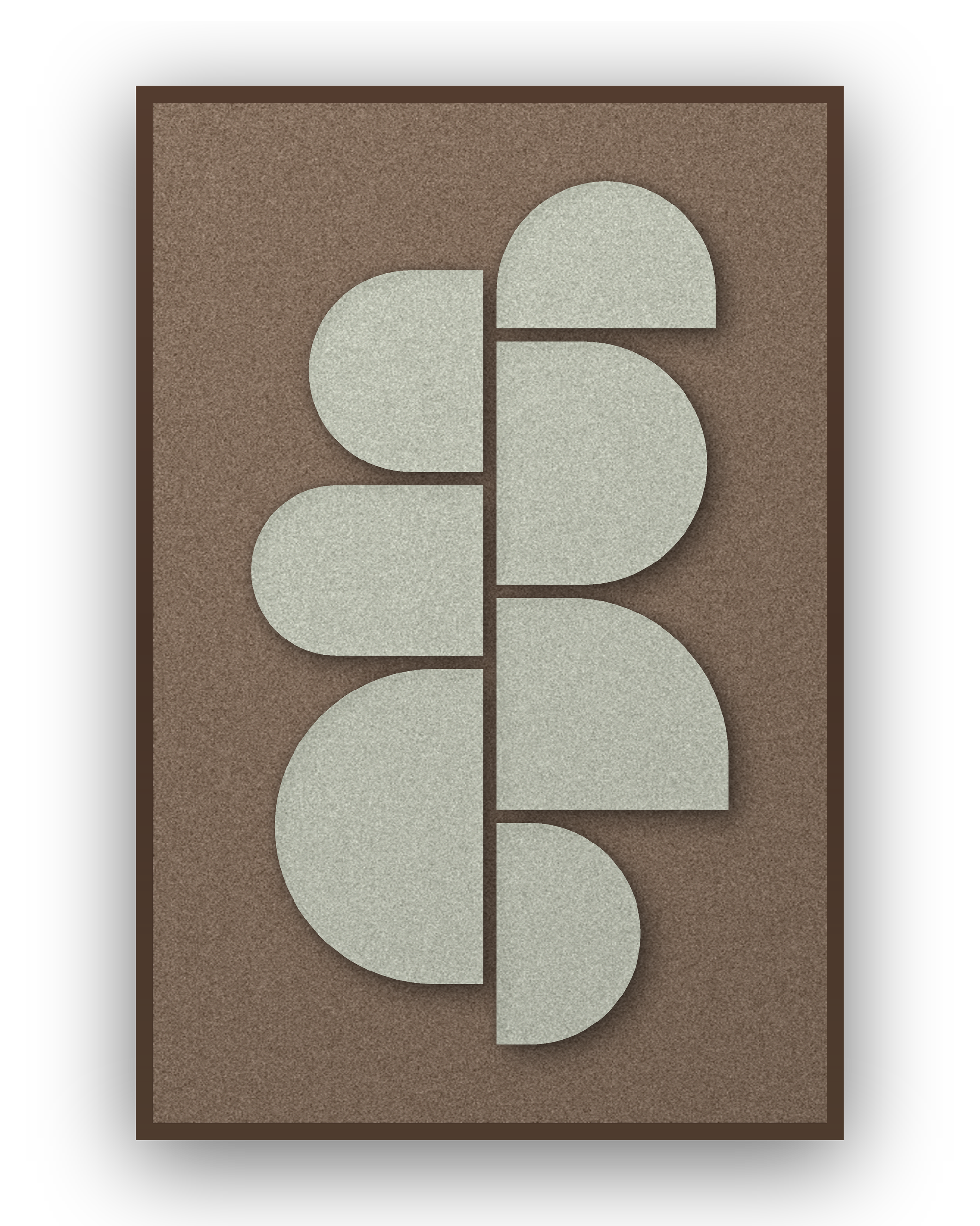 Crescent Column Mocha akoestisch viltpaneel met kastanjebruine (wenge) baklijst, vrijstaand