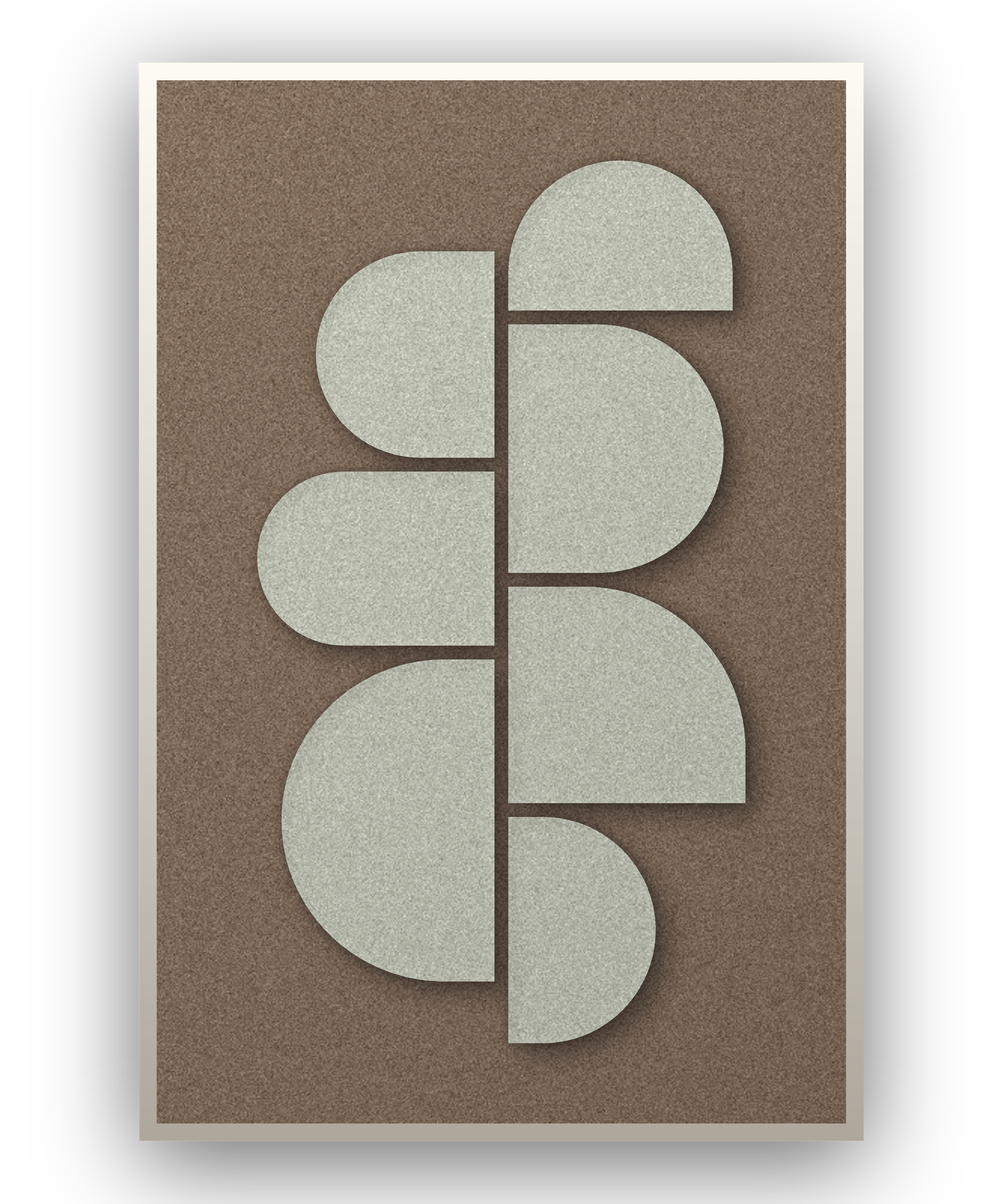 Crescent Column Mocha akoestisch viltpaneel met witte baklijst, vrijstaand