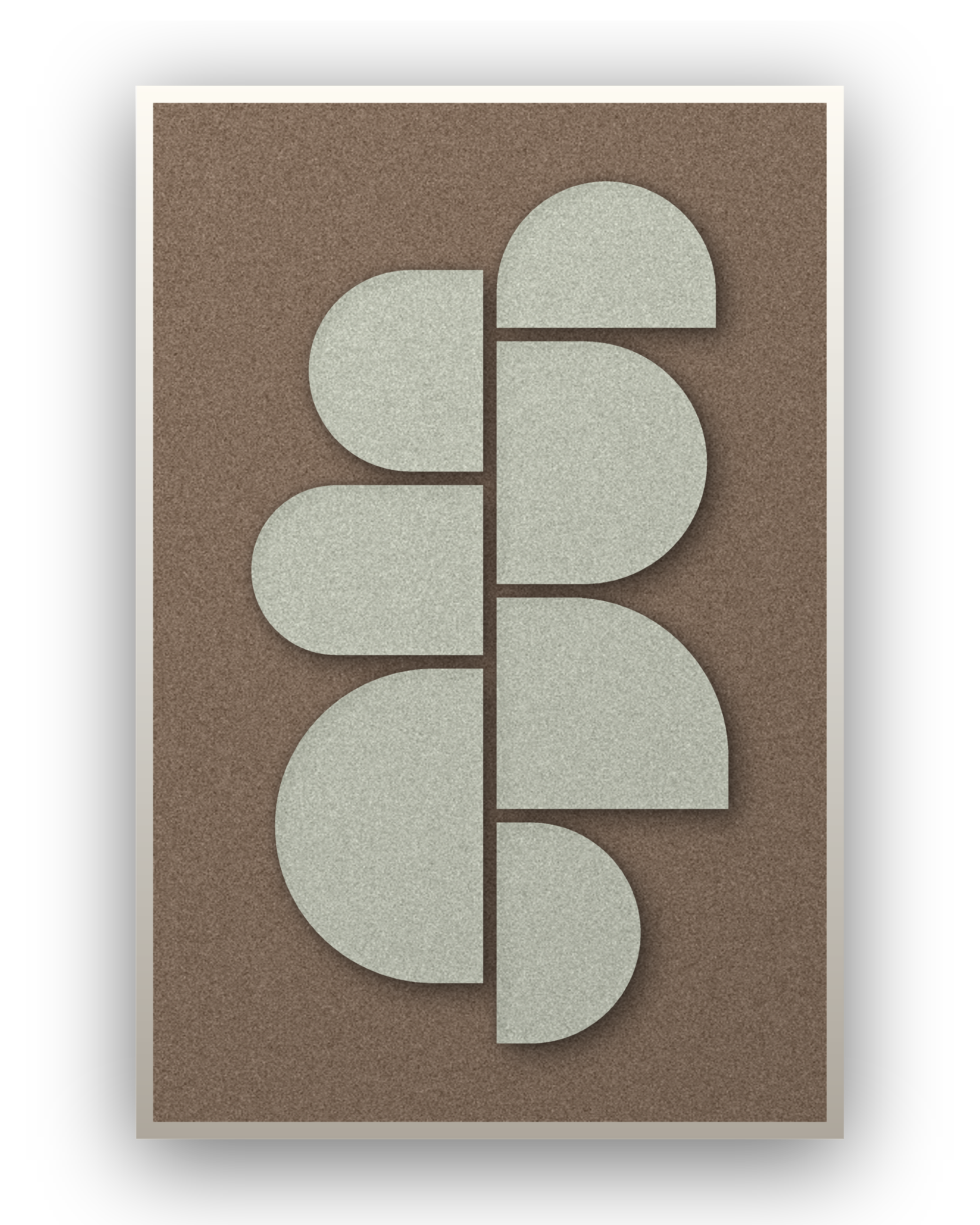 Crescent Column Mocha akoestisch viltpaneel met witte baklijst, vrijstaand