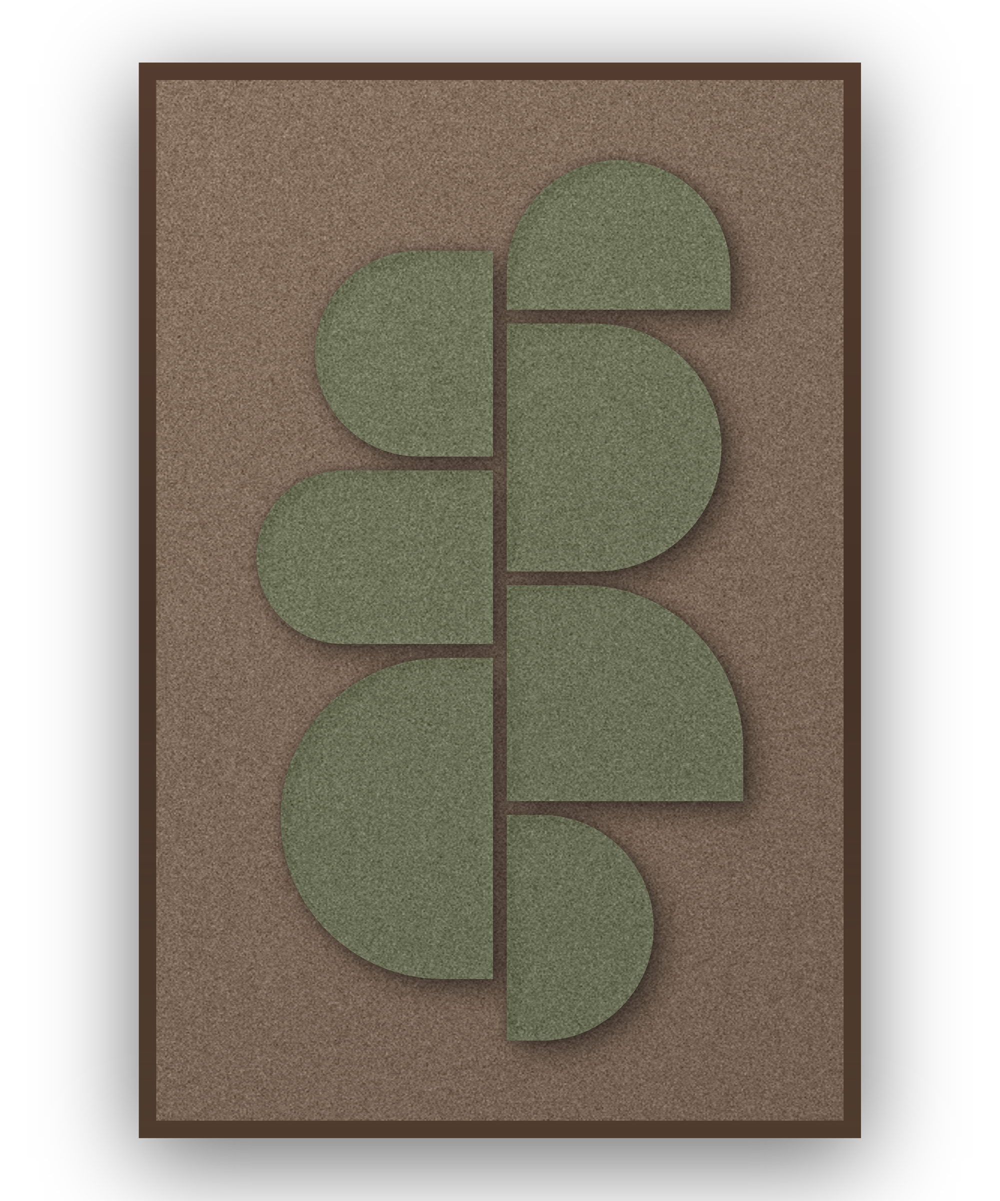 Crescent Column Moss akoestisch viltpaneel met kastanjebruine (wenge) baklijst, vrijstaand