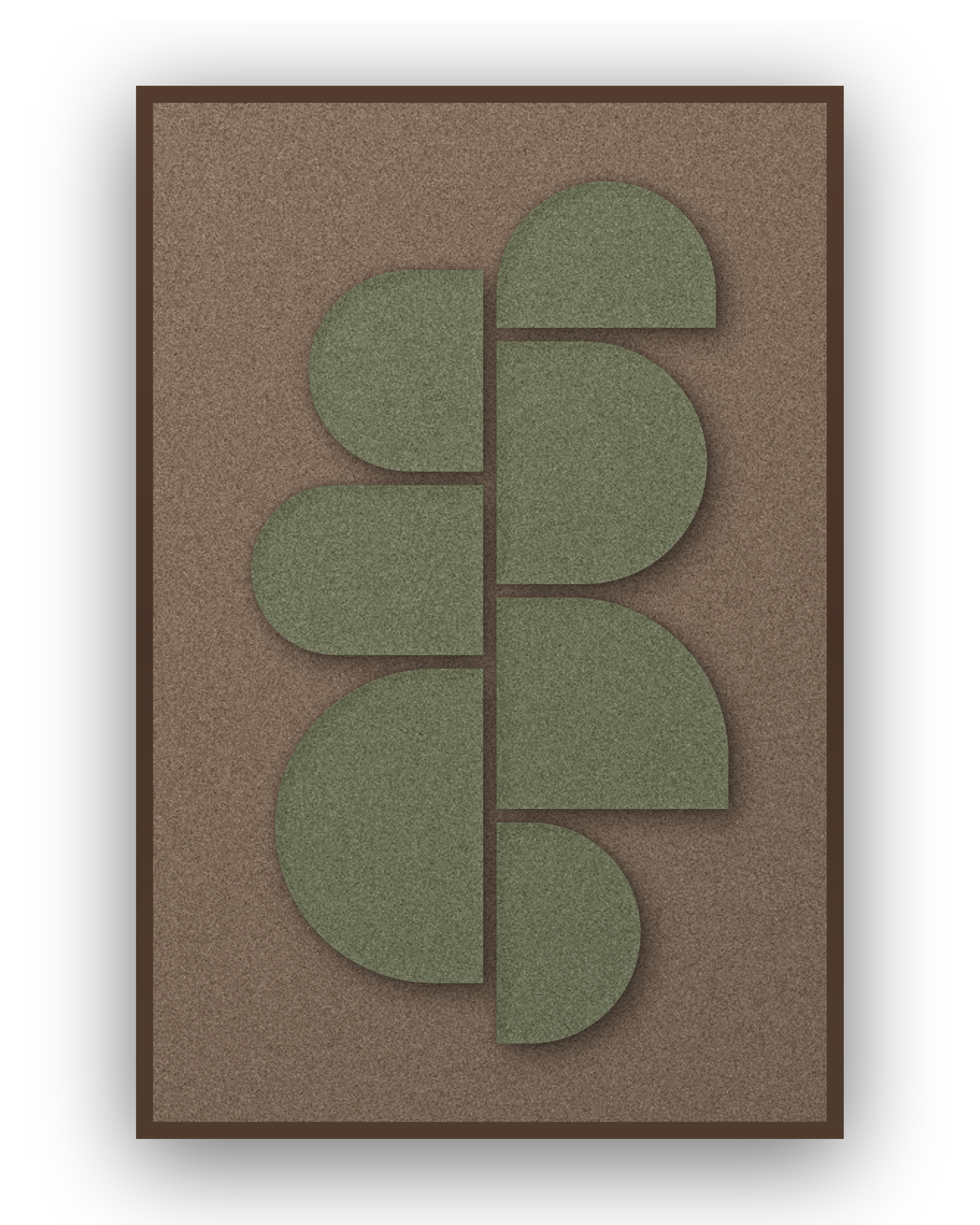 Crescent Column Moss akoestisch viltpaneel met kastanjebruine (wenge) baklijst, vrijstaand