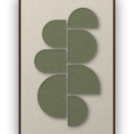 Crescent Column Sage akoestisch viltpaneel met kastanjebruine (wenge) baklijst, vrijstaand