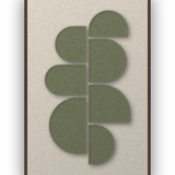 Crescent Column Sage akoestisch viltpaneel met kastanjebruine (wenge) baklijst, vrijstaand