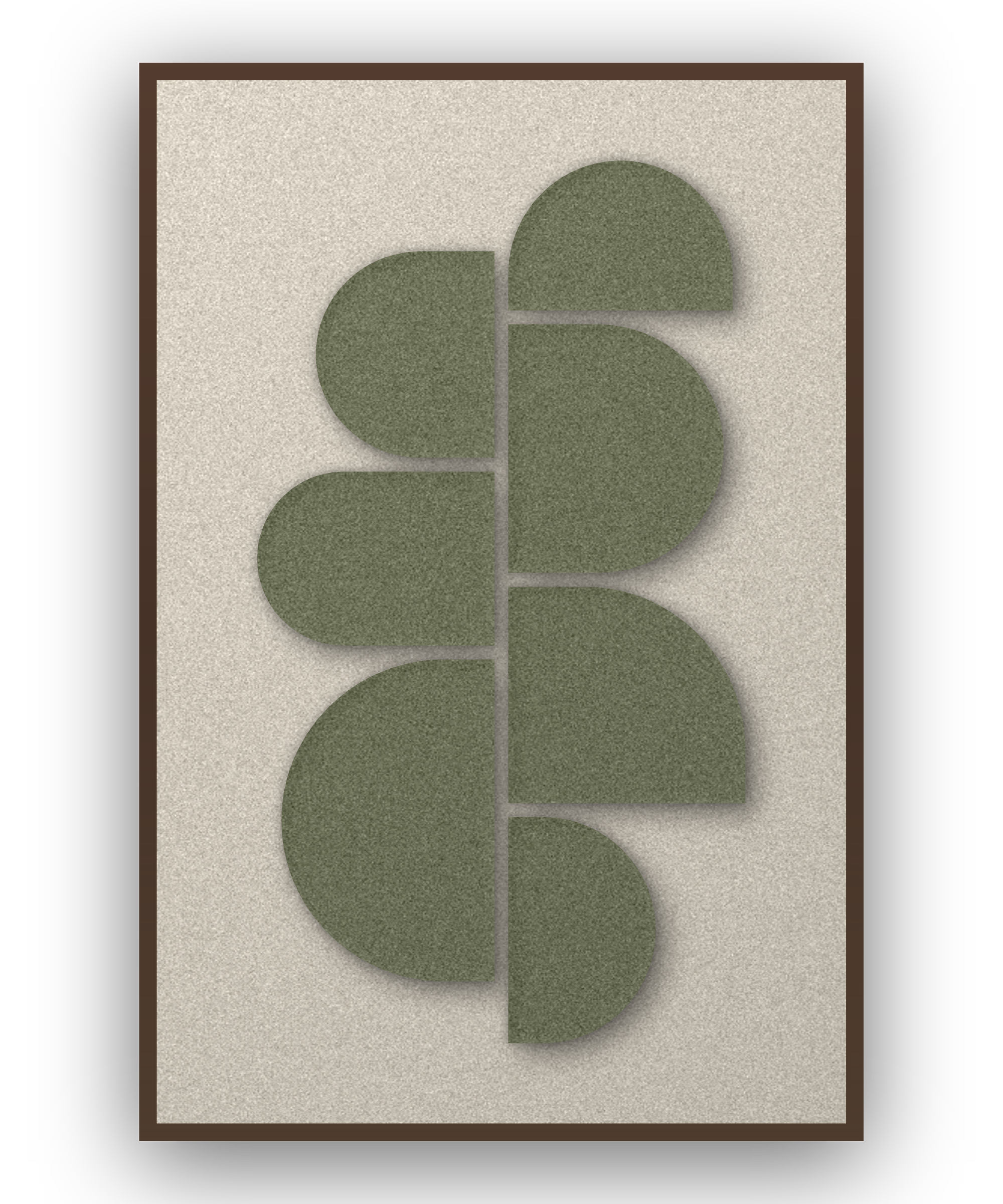 Crescent Column Sage akoestisch viltpaneel met kastanjebruine (wenge) baklijst, vrijstaand