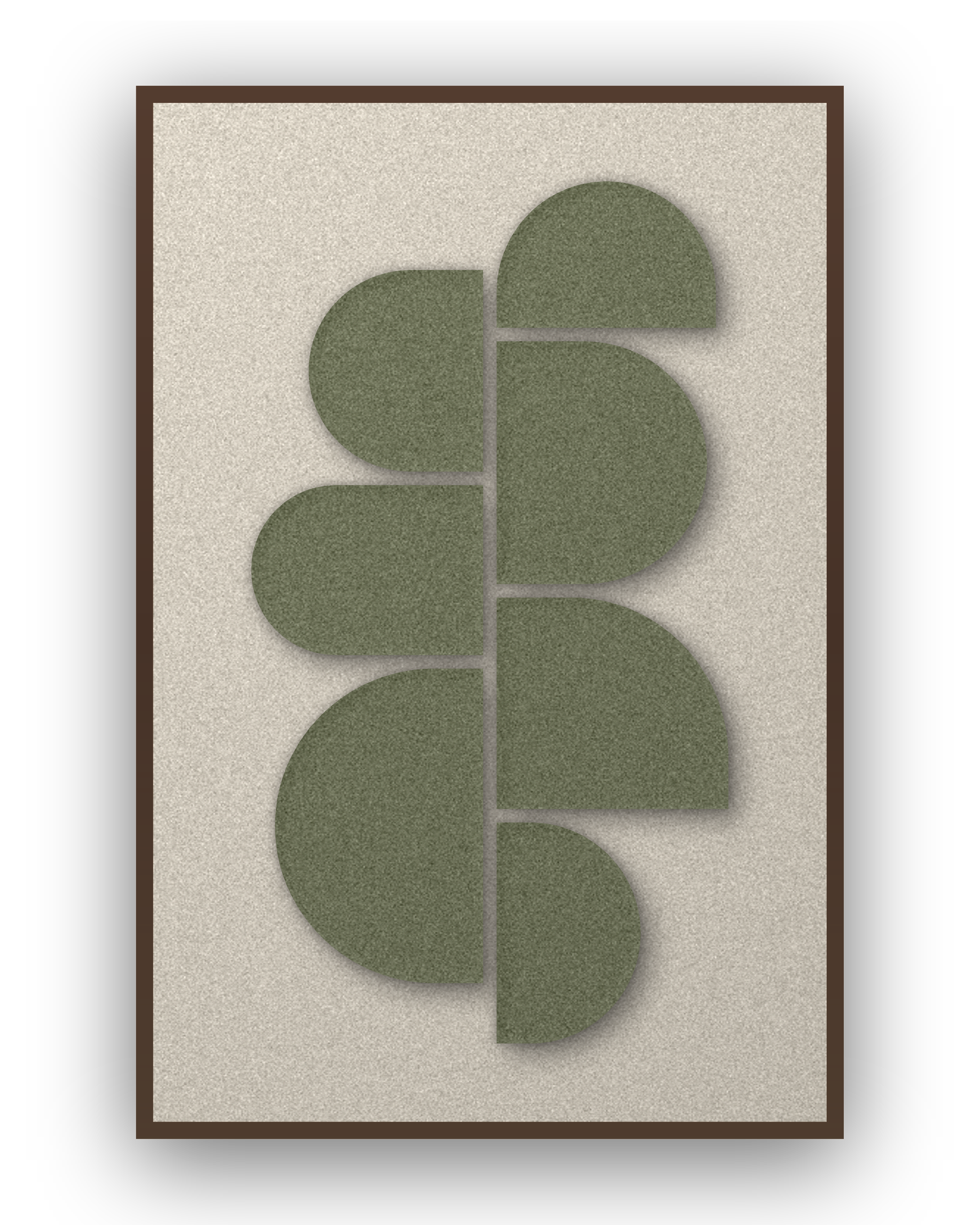 Crescent Column Sage akoestisch viltpaneel met kastanjebruine (wenge) baklijst, vrijstaand