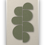 Crescent Column Sage akoestisch viltpaneel met witte baklijst, vrijstaand