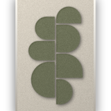 Crescent Column Sage akoestisch viltpaneel met witte baklijst, vrijstaand