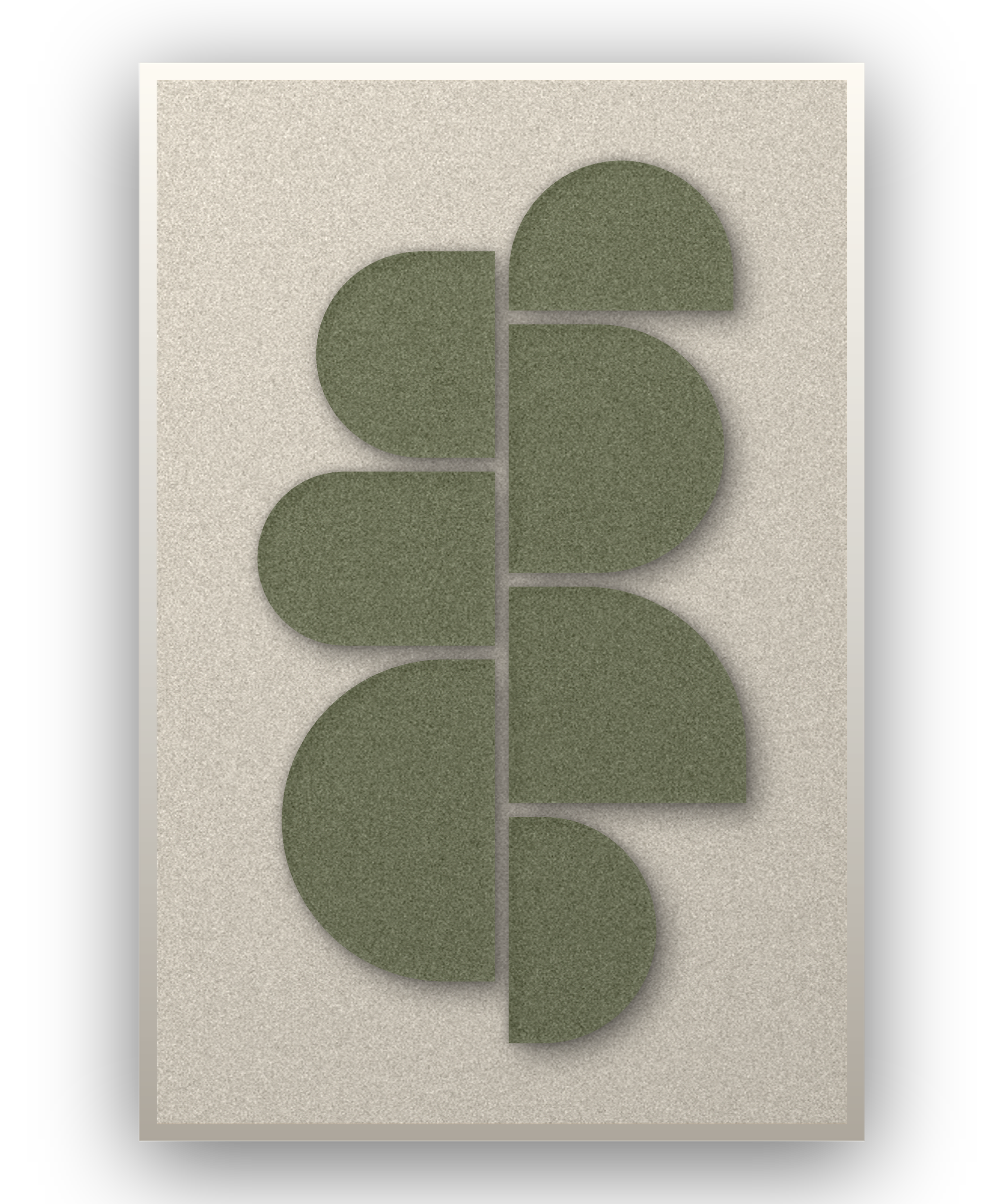 Crescent Column Sage akoestisch viltpaneel met witte baklijst, vrijstaand