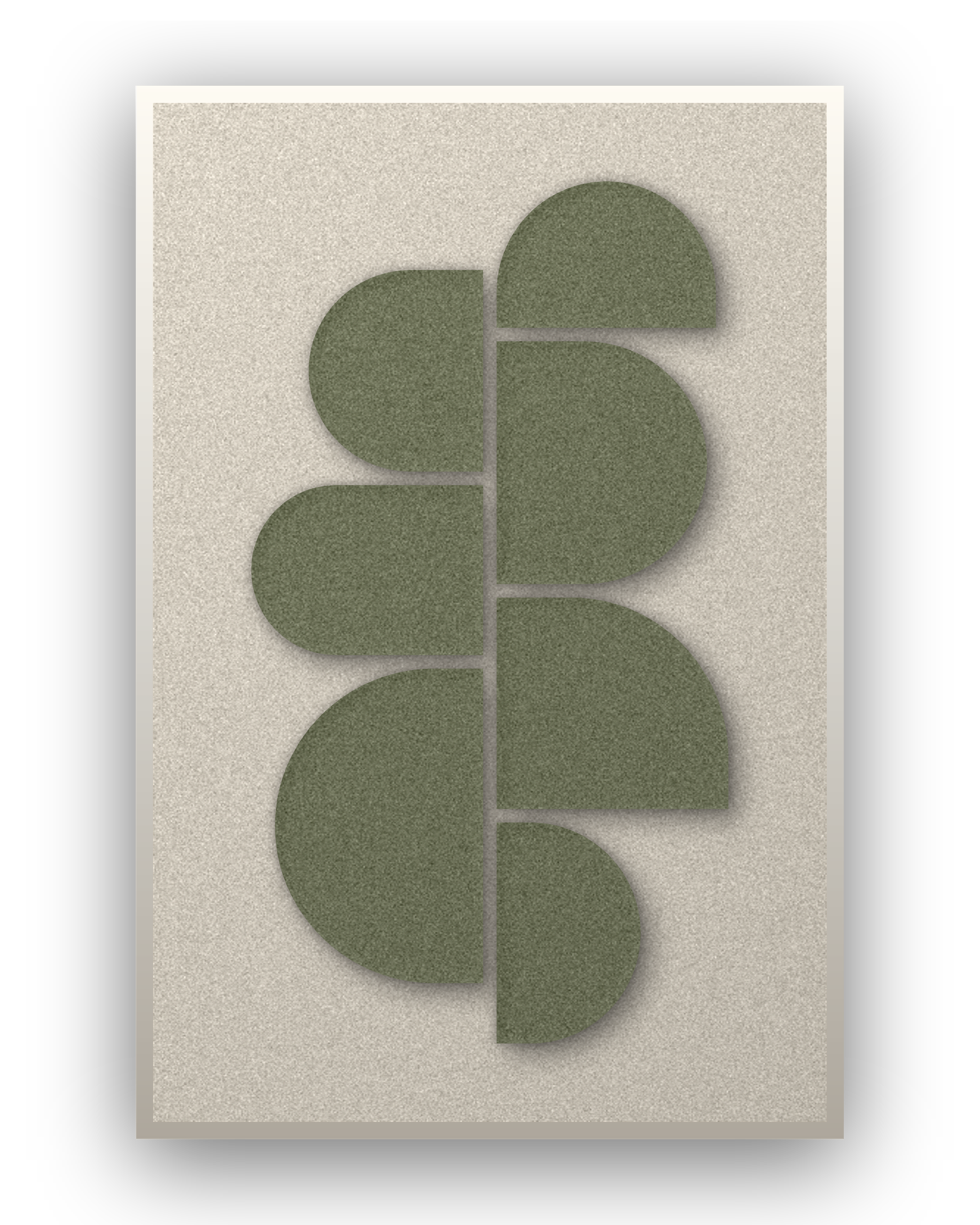Crescent Column Sage akoestisch viltpaneel met witte baklijst, vrijstaand