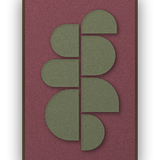 Crescent Column Wine akoestisch viltpaneel met kastanjebruine (wenge) baklijst, vrijstaand