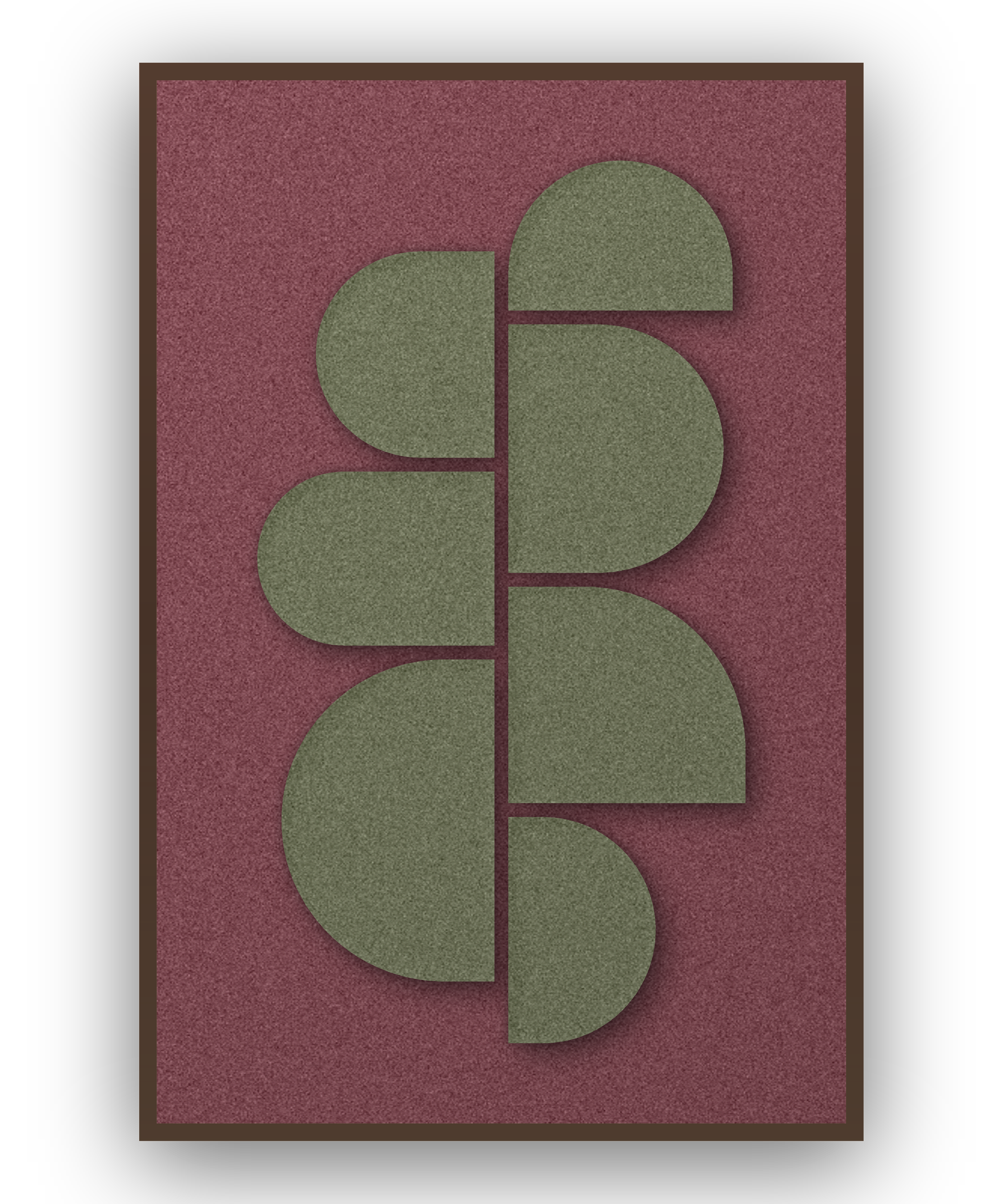 Crescent Column Wine akoestisch viltpaneel met kastanjebruine (wenge) baklijst, vrijstaand