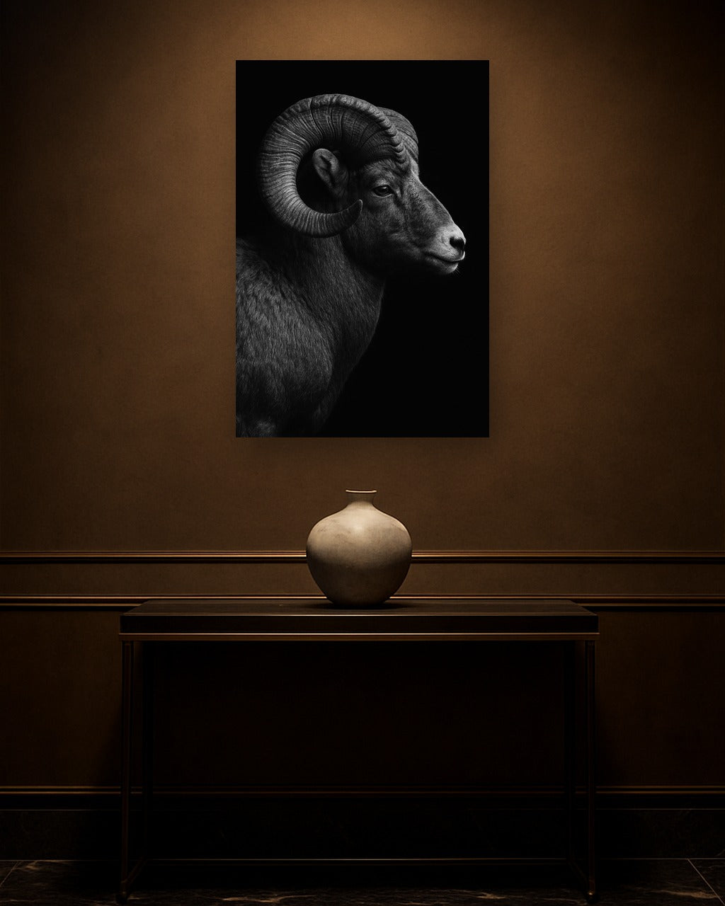 Dark Spiral interieur mockup zonder lijst