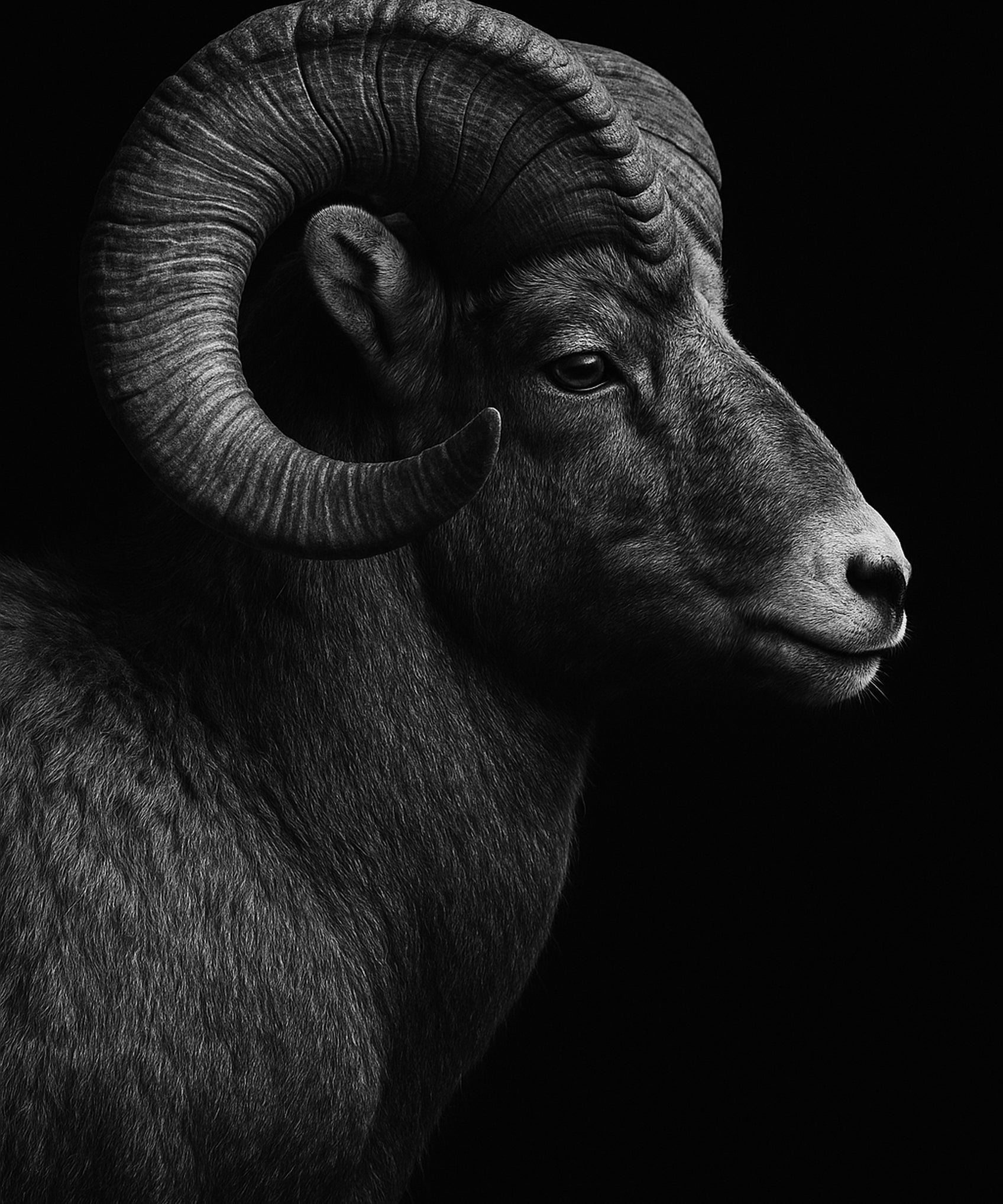 Dark Spiral - zwart-wit dierportret, Wandkraft