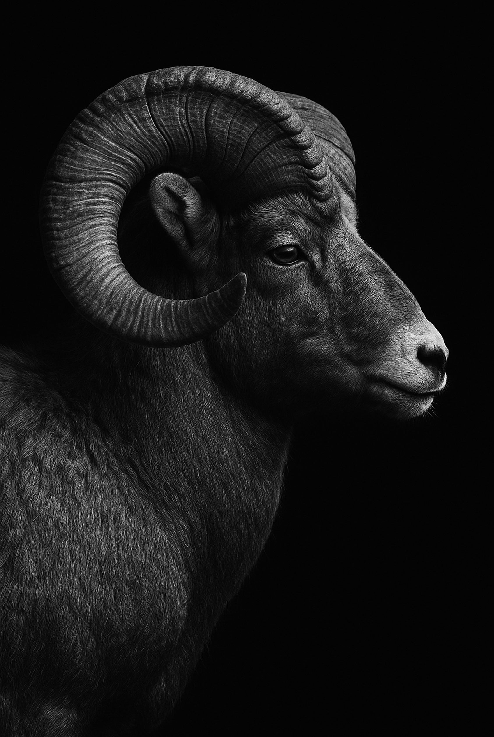 Dark Spiral - zwart-wit dierportret, Wandkraft