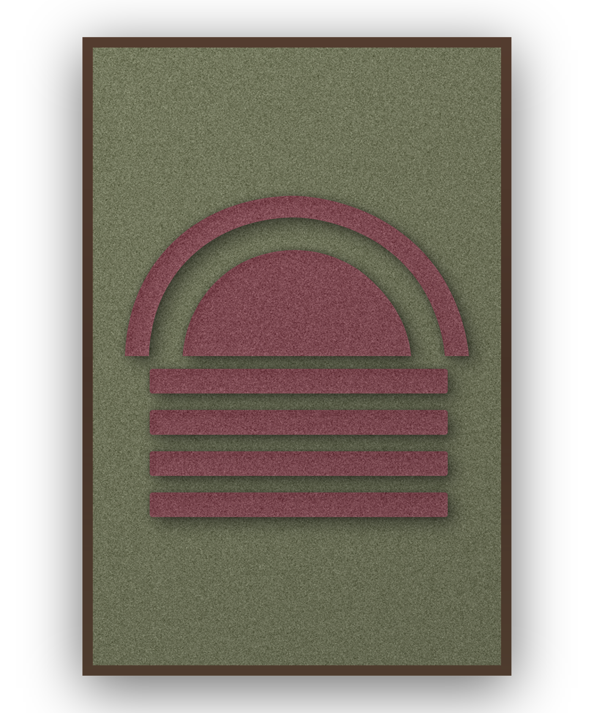 Dawn Arch Berry akoestisch viltpaneel met kastanjebruine (wenge) baklijst, vrijstaand
