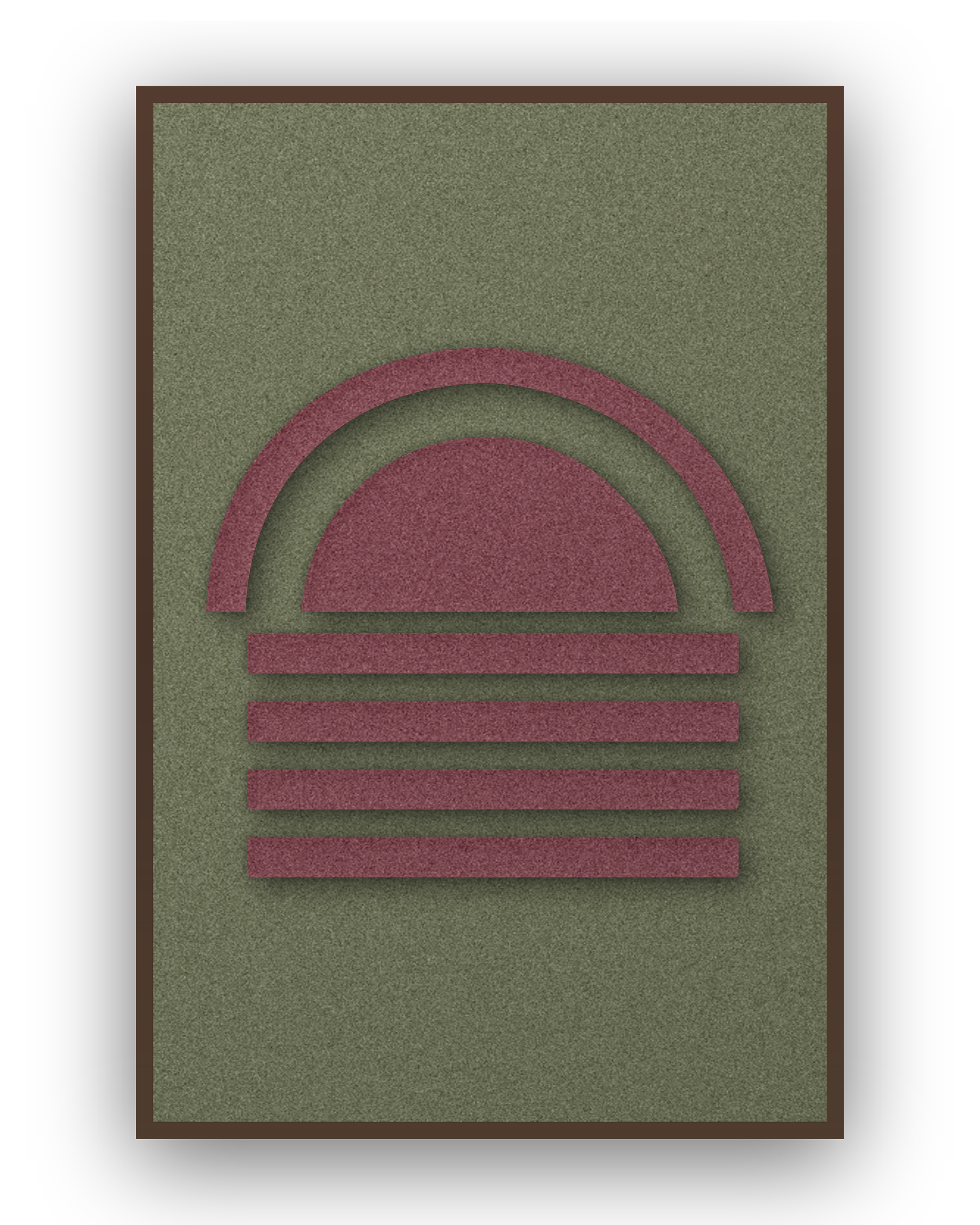 Dawn Arch Berry akoestisch viltpaneel met kastanjebruine (wenge) baklijst, vrijstaand