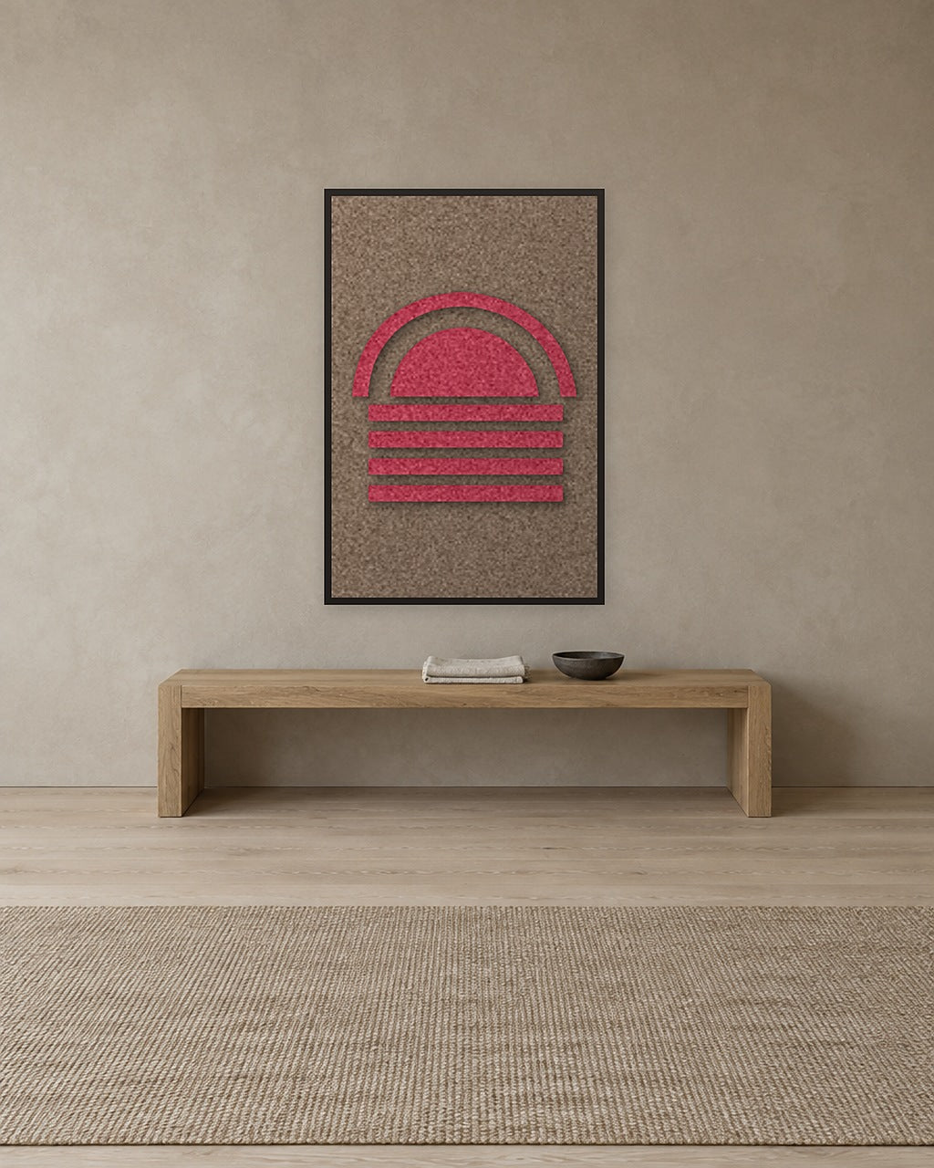 Dawn Arch Ember viltpaneel aan de wand in een bohemian interieur