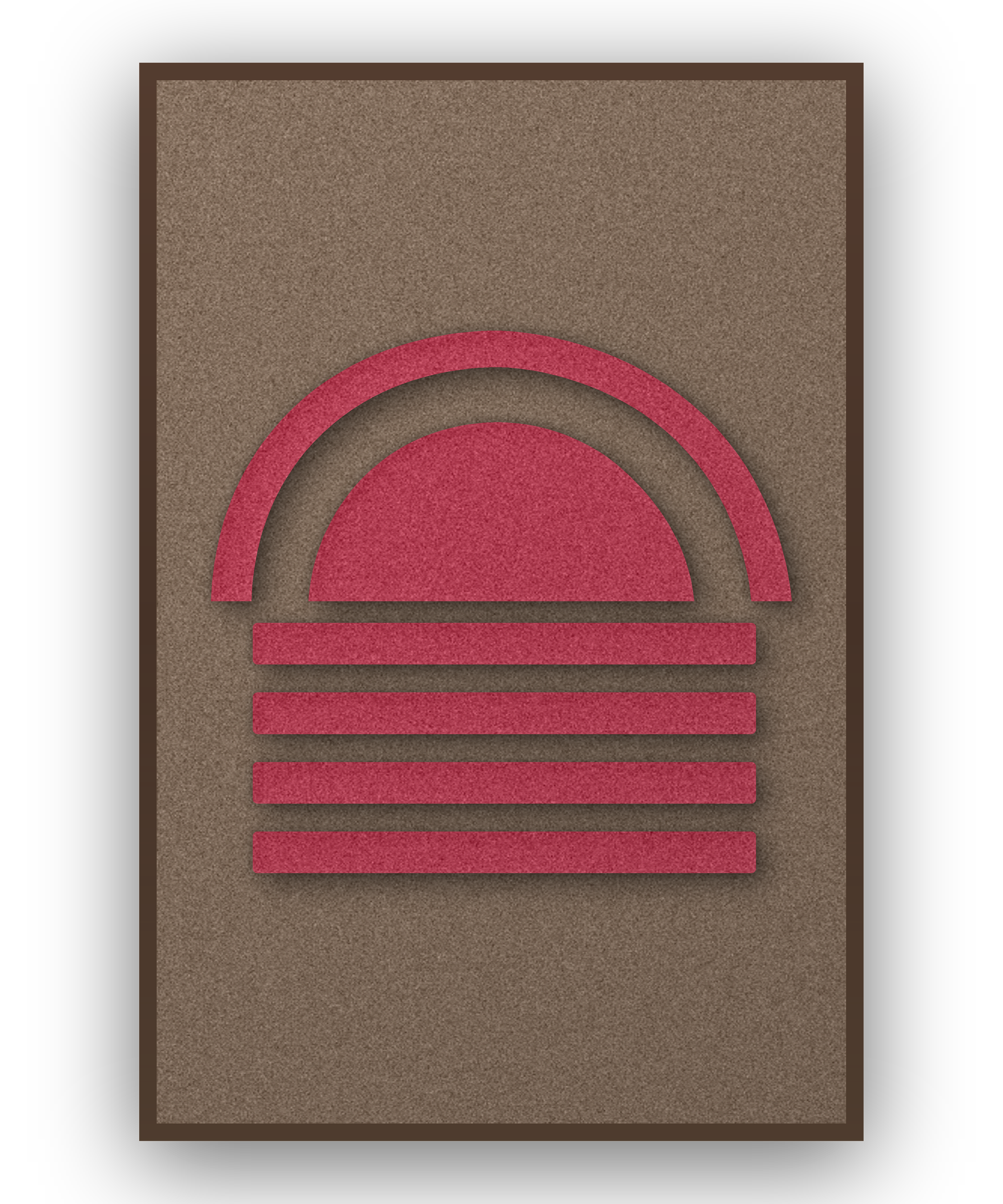 Dawn Arch Ember akoestisch viltpaneel met kastanjebruine (wenge) baklijst, vrijstaand
