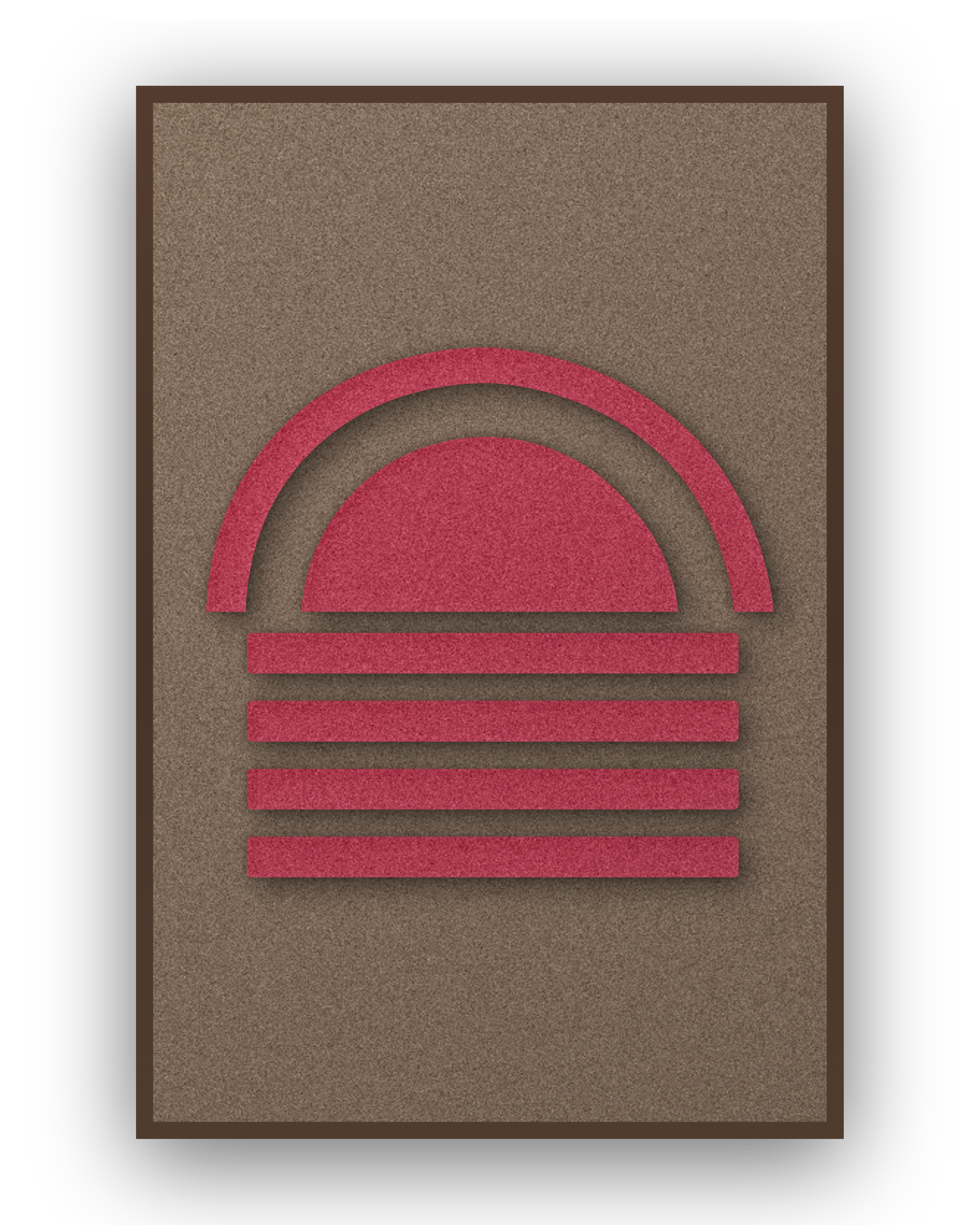 Dawn Arch Ember akoestisch viltpaneel met kastanjebruine (wenge) baklijst, vrijstaand