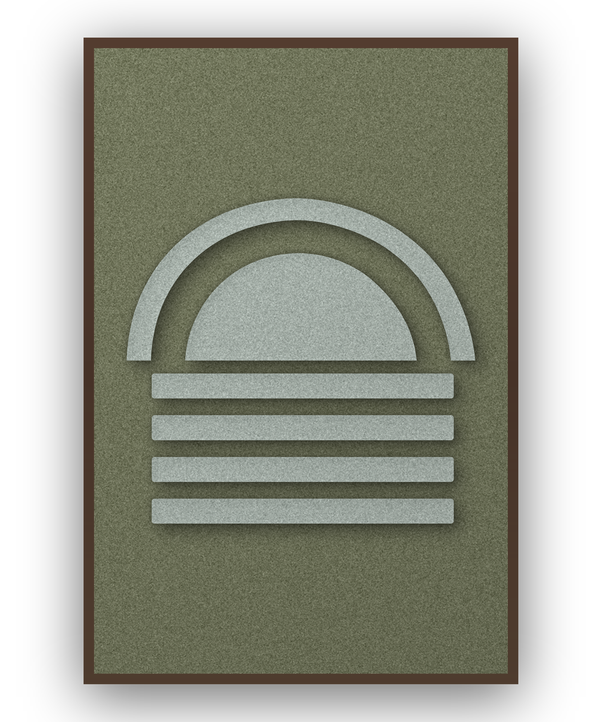 Dawn Arch Forest akoestisch viltpaneel met kastanjebruine (wenge) baklijst, vrijstaand