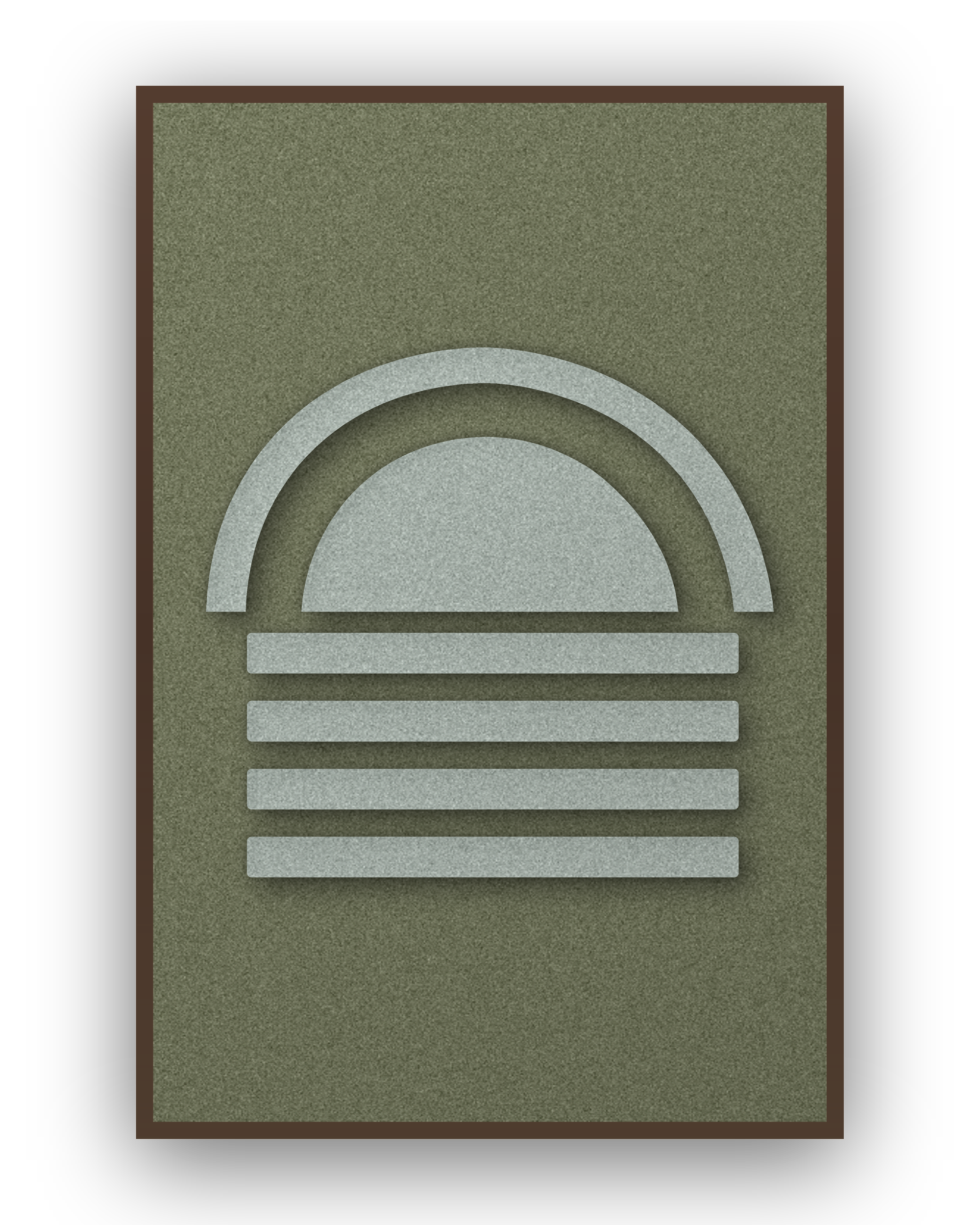 Dawn Arch Forest akoestisch viltpaneel met kastanjebruine (wenge) baklijst, vrijstaand